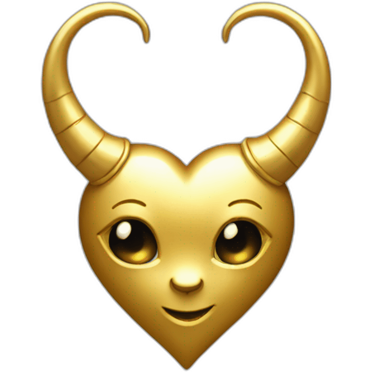 Gold heart frame with horns and tail emoji