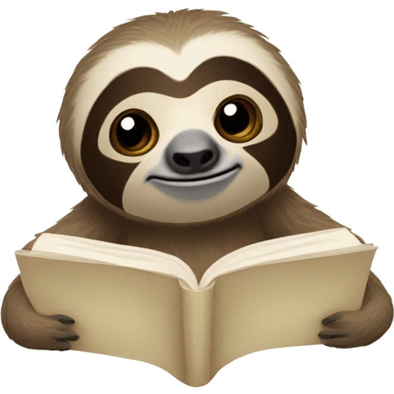 Sloth reading a book emoji