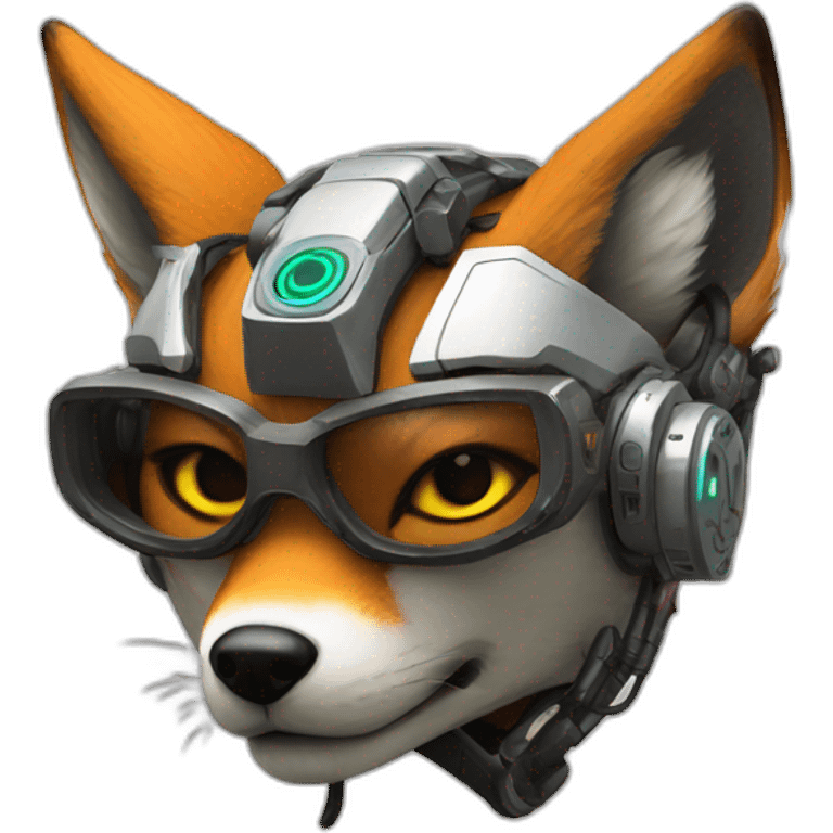 Cyberpunk bionic fox emoji