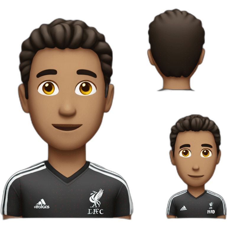 Man with tall hair black wear Liverpool shirt  emoji