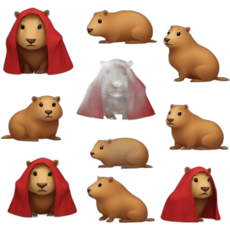 Capibaras with heroic red cloak emoji