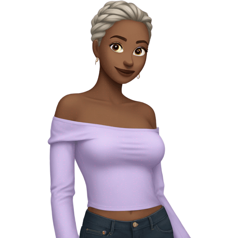 Lilac off shoulder Long sleeve top, isolated emoji