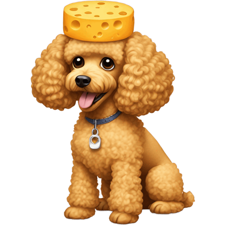 Poodle wearing a cheesehead emoji