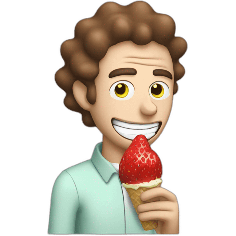 rick from rick and morty eating a strawberry lemon gelato emoji