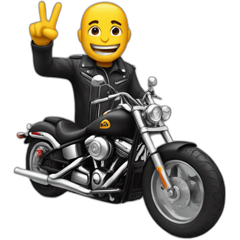 biker greeting, which involves making a 'peace' sign with the index and middle fingers of the left hand. emoji