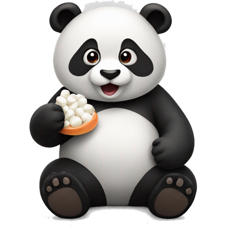 Panda eating marshmallows emoji