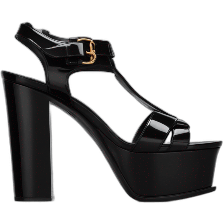 Ysl TRIBUTE PLATFORM SANDAL black PATENT LEATHER emoji