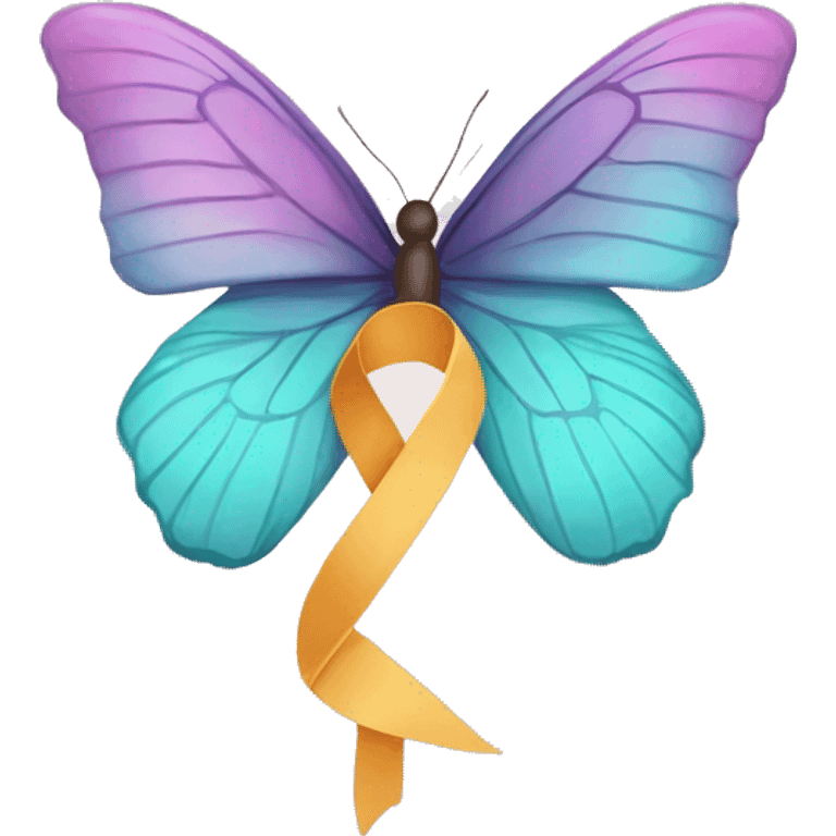 Hypothyroidism Awareness ribbon with butterfly  emoji