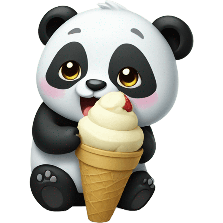 Panda eating ice cream emoji