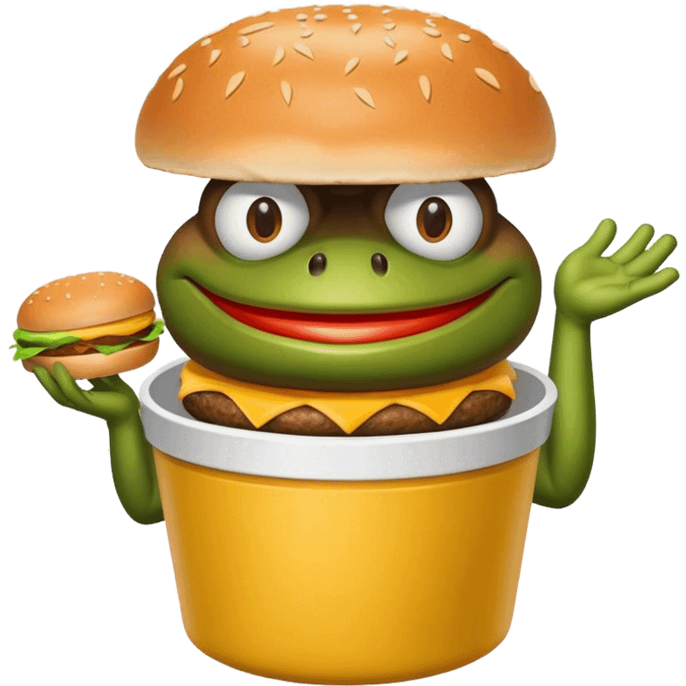 bufo offering a bucket of mcd burger emoji