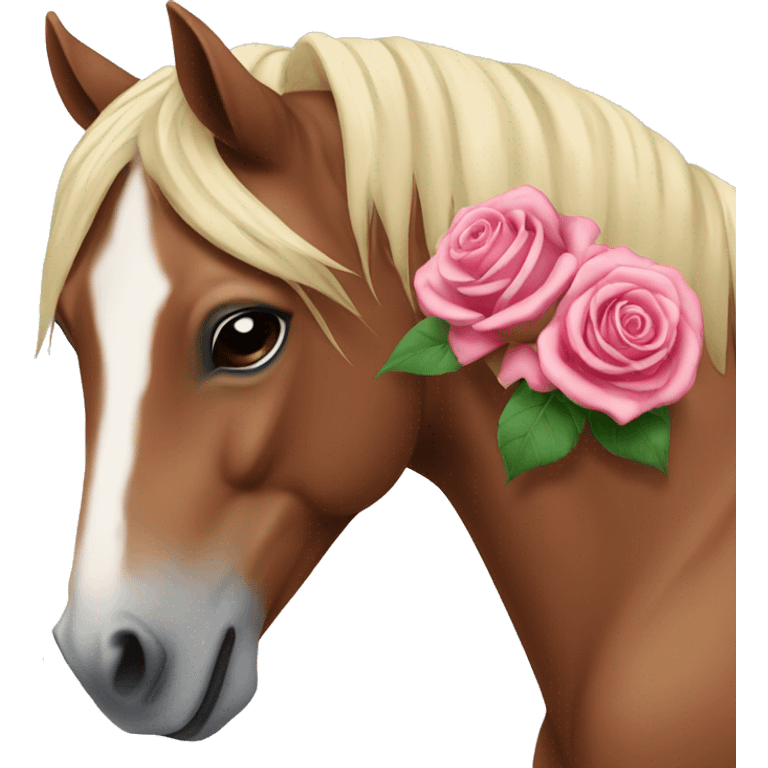 Horse with rose in mouth emoji