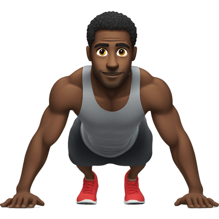 black athletic  man doing push-ups  emoji