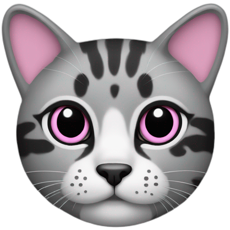 a gray beehive cat with a pink nose and black spots and no pattern all over emoji