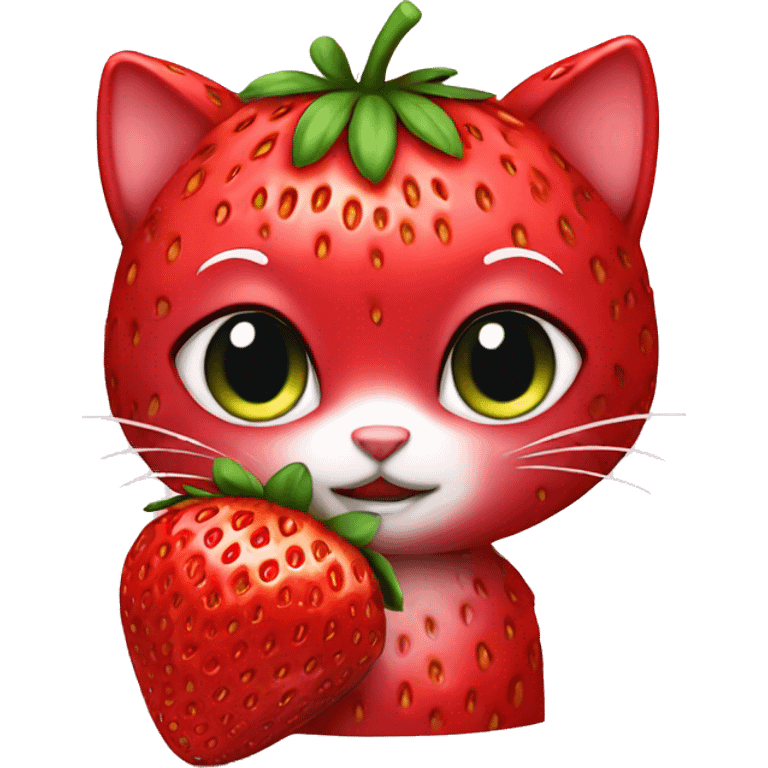 strawberry with kitty emoji