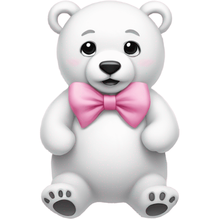 White bear with pink bow  emoji