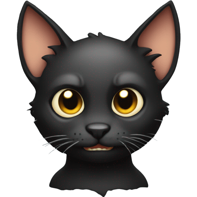 Black edgy cartoon bat-cat emoji