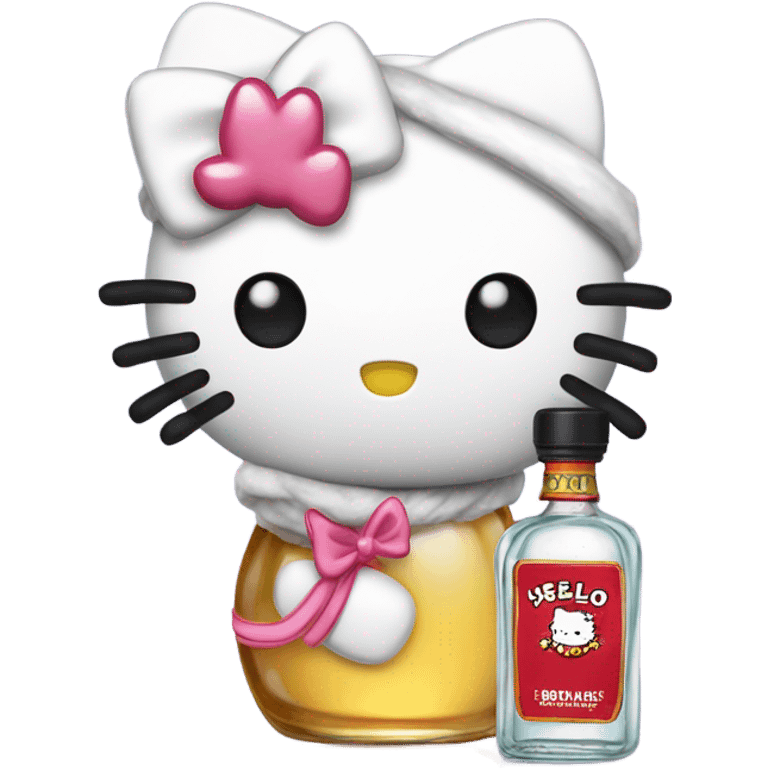 Hello kitty Crying with tequila hello kitty emoji