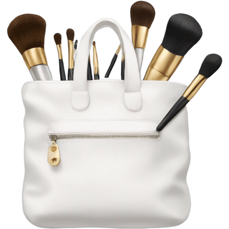 White bag with makeup brushes emoji