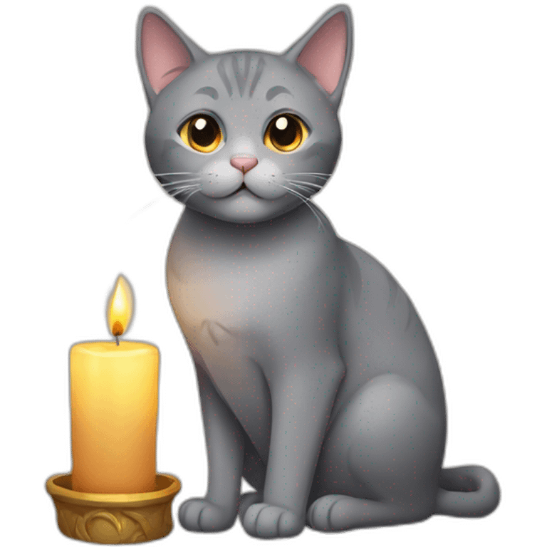 gray cat with candle emoji