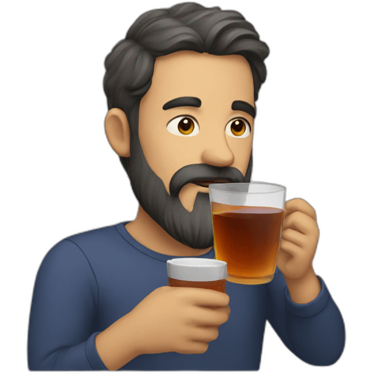 Bearded man drinking black tea emoji