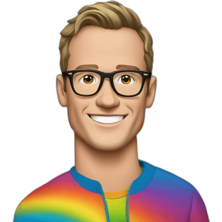 Jonathan Toews wearing glasses and rainbow clothes emoji