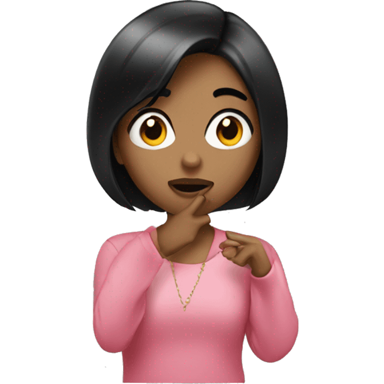 girl with a black bob blowing a kiss emoji