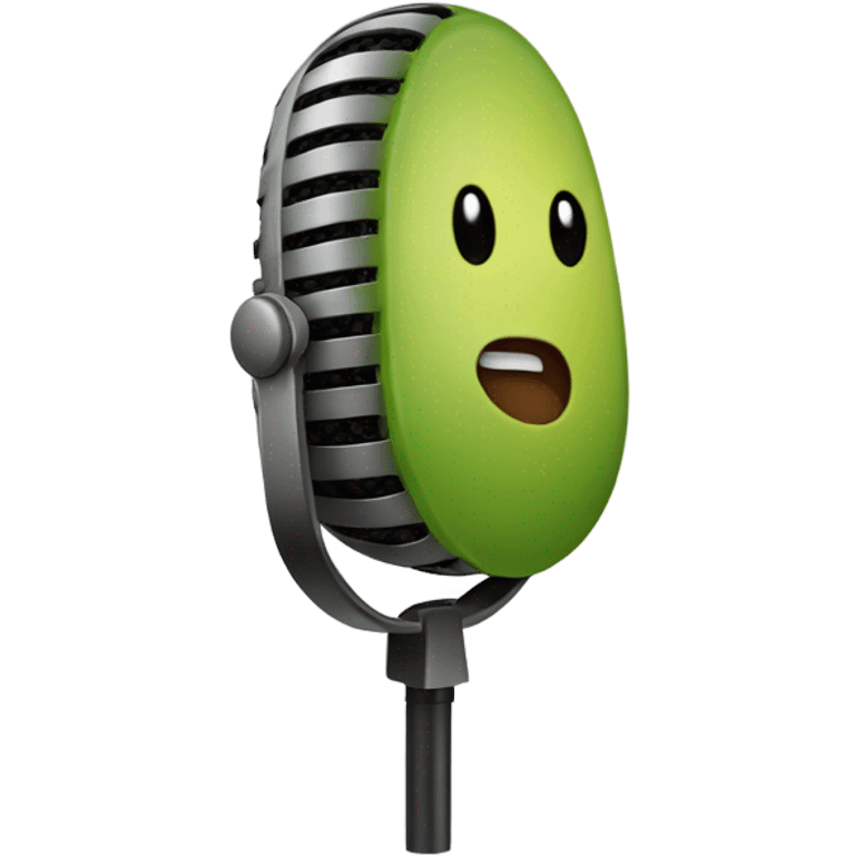 A microphone but with an avocado shape and color emoji