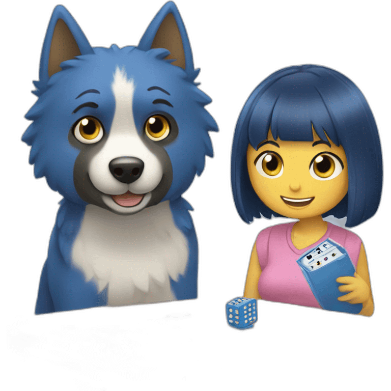 Bluey and bingo plays phone emoji