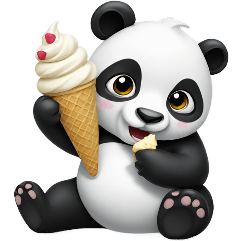 Panda eating ice cream emoji