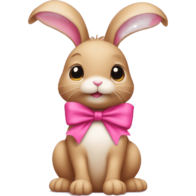 Tan Bunny with a pink bow  emoji