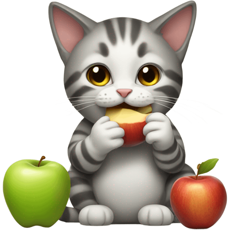 Cat eating apple emoji