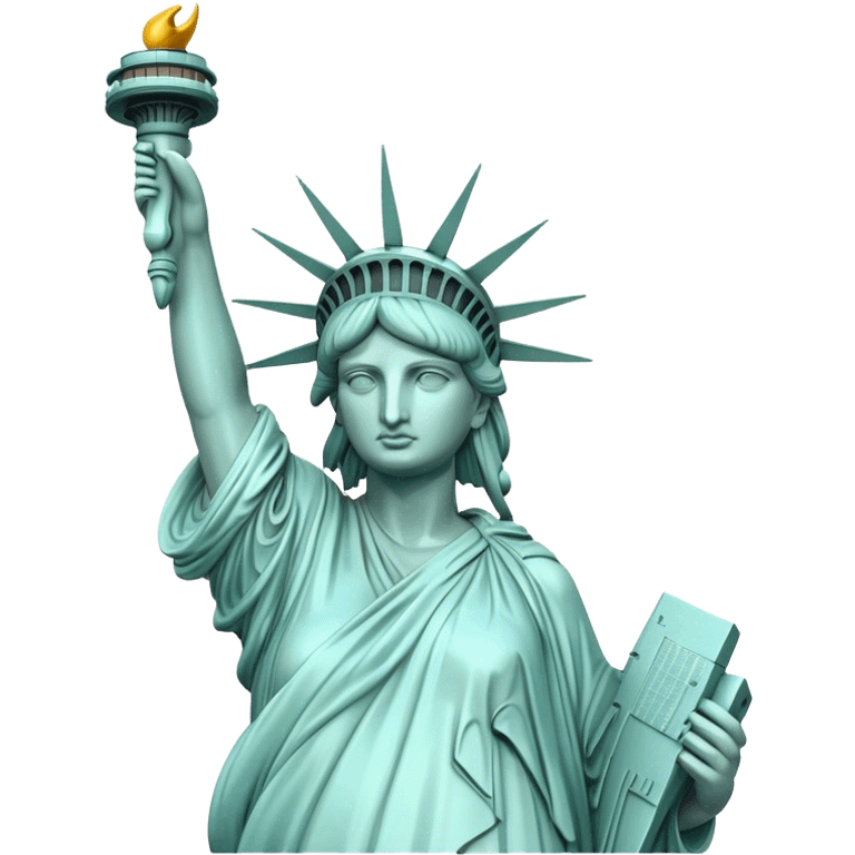 Cinematic Realistic Statue of Liberty Landmark Emoji, depicted with the iconic, majestic statue set against a clear sky rendered with detailed textures and dramatic, symbolic lighting. emoji