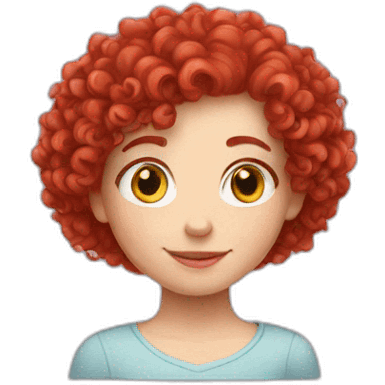 Red curly haired white girl with love and hearts emoji