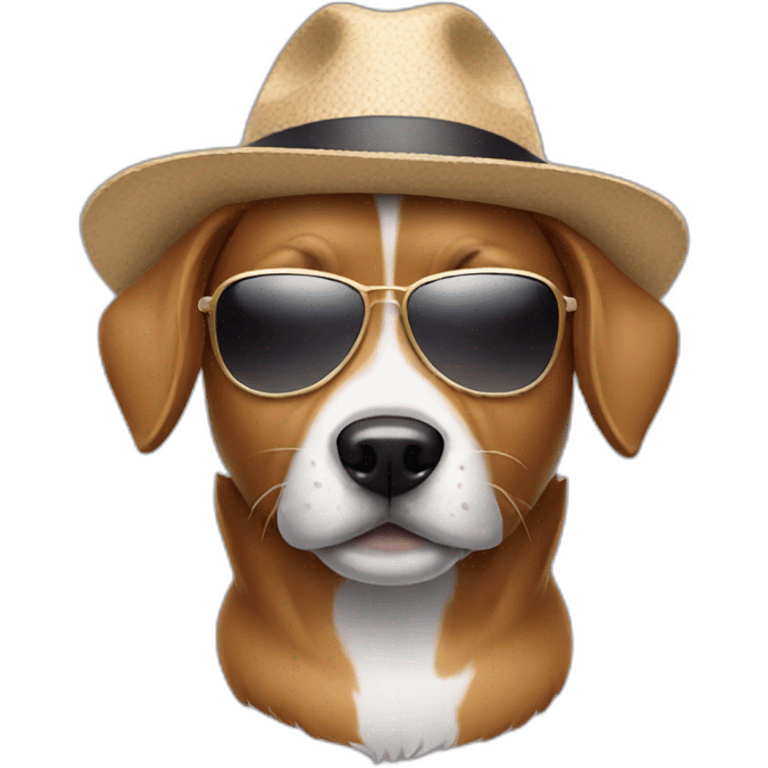 a dog wearing hat and sunglasses  emoji