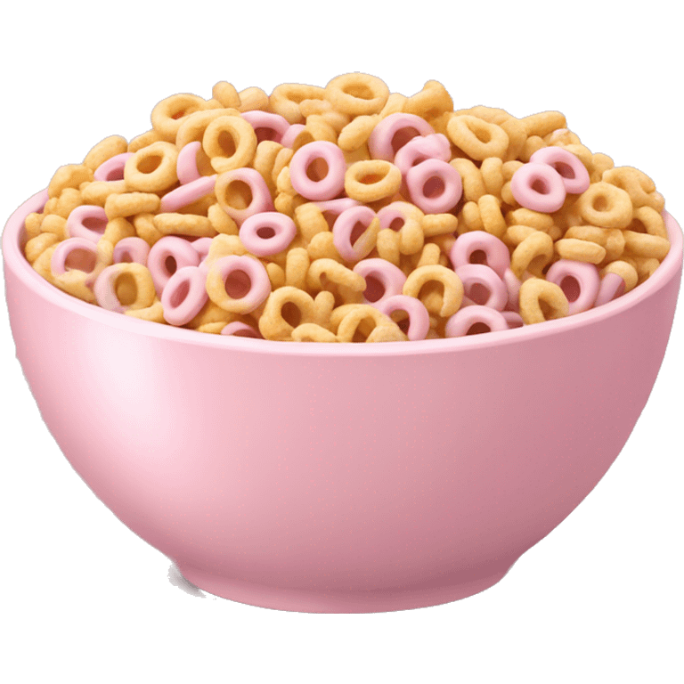 light pink bowl filled with pastel cheerios (cereal) emoji