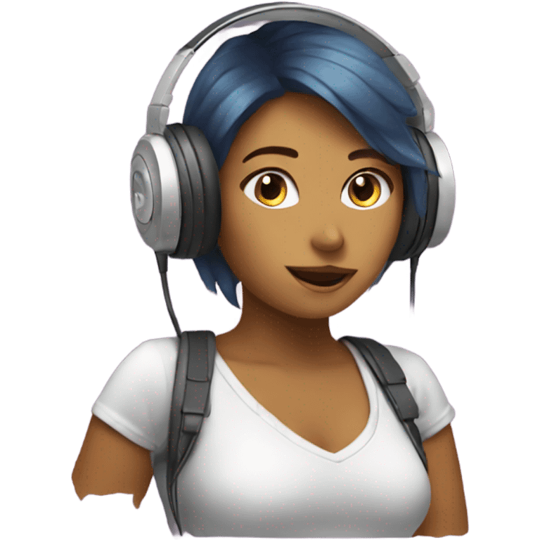 a chick with headphones and its vibing emoji