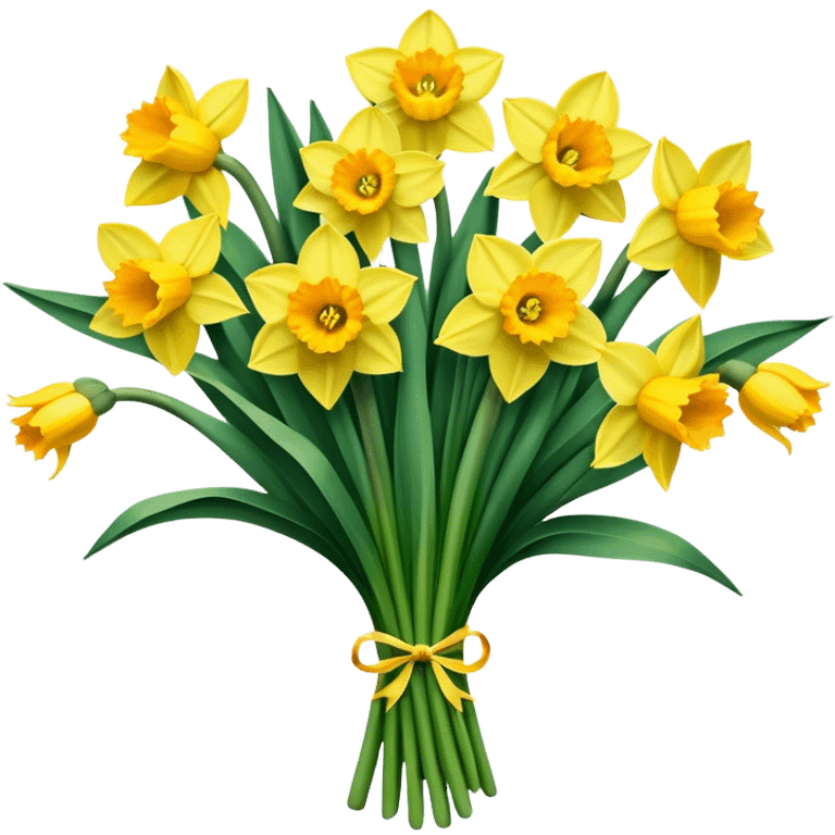 big bouquet Daffodil, stem, leaf emoji