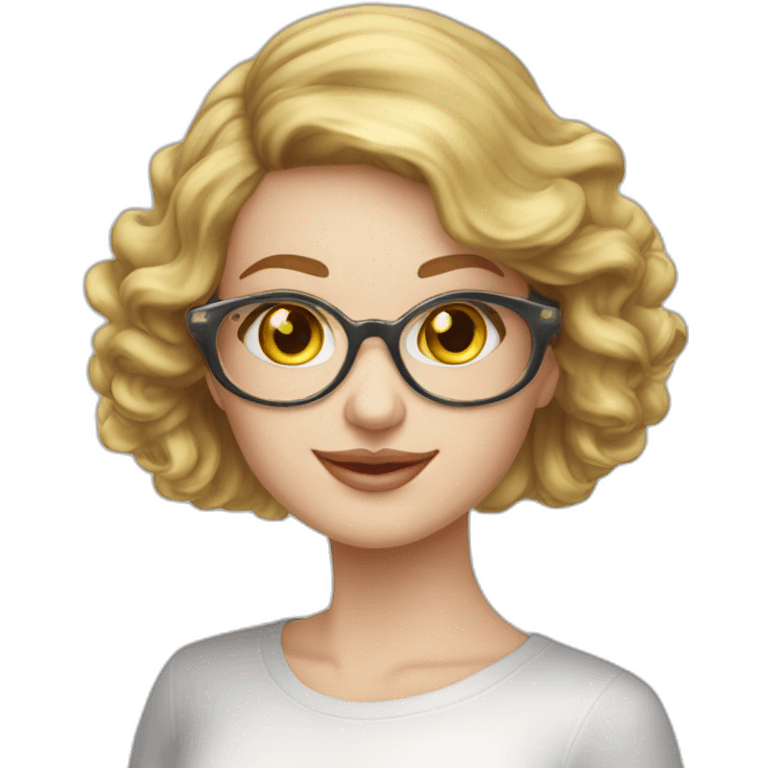 Femme vielle cheveux blanc lisse long lunette emoji