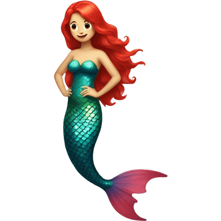 Mermaid with red hair and big fins emoji