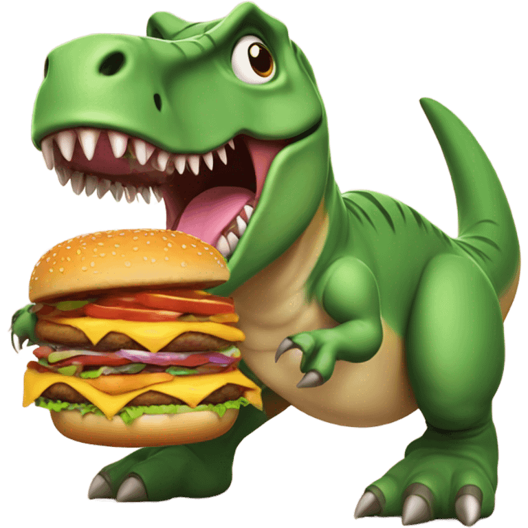 Dinosaur eating a Burger emoji