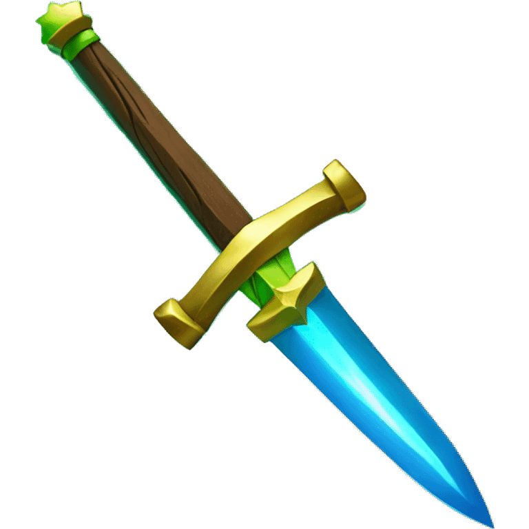 A mix Wood and Golden neon green star with a Sword in front emoji