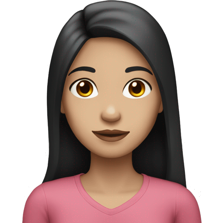 girl with long straight black hair with a middle part and pale skin emoji