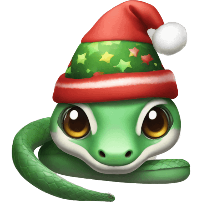 cute snake with christmas hat emoji