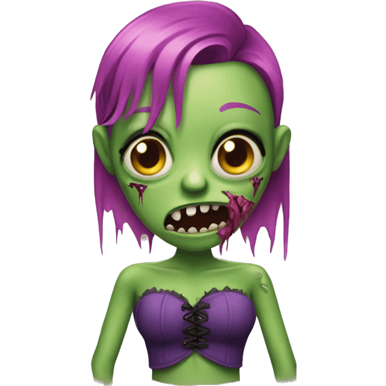 Green zombie with purple hair and pink corset emoji