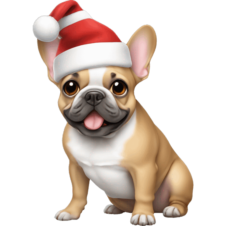 frenchie with santa hat emoji