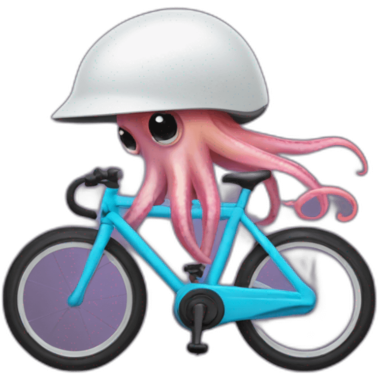 Squid wearing a bike helmet emoji