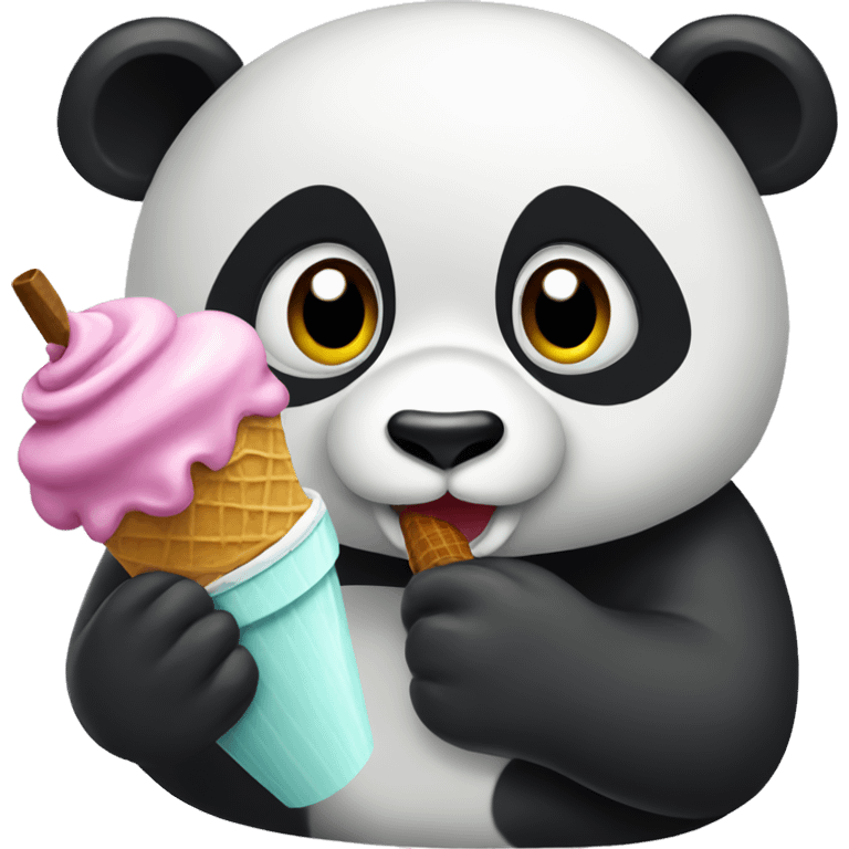 Panda eating ice cream emoji