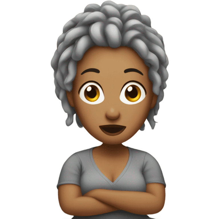 Curvy woman with gray locs fell out of bed emoji