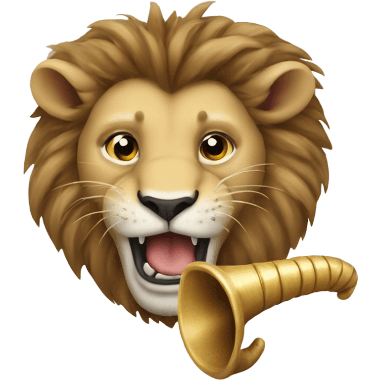 Lion chewing on a rams horn emoji