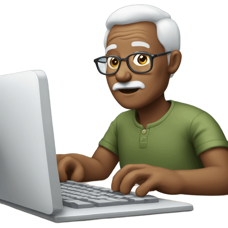 Grandpa using a computer  emoji